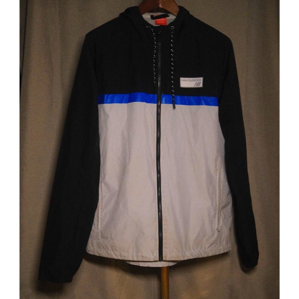 New Balance Athletics 78 Colorblock Hooded Jacket Medium M Gray Run Retro Tech